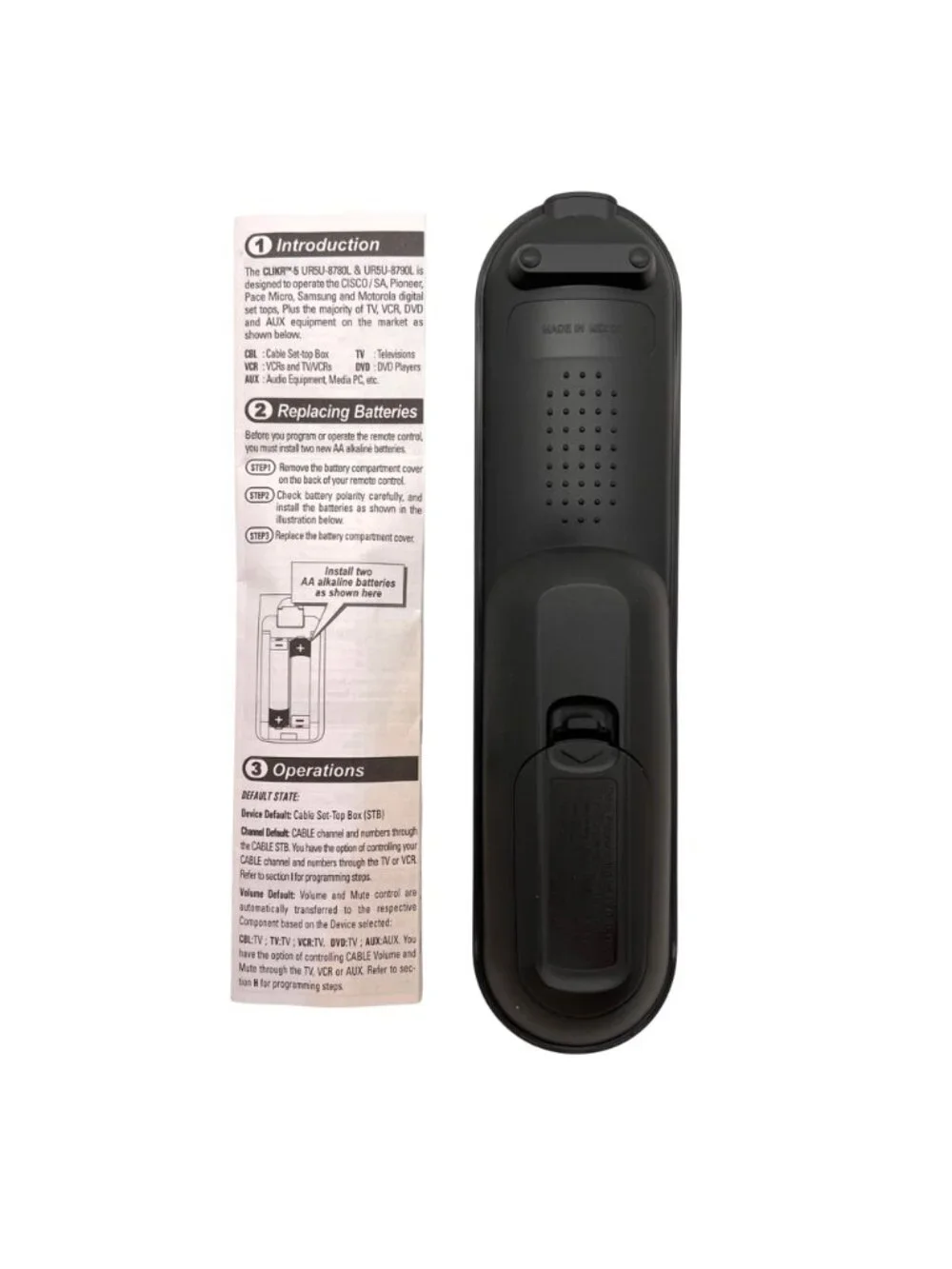 Time Warner Cable CLIKR-5 Universal Remote Control With Manual UR5U-8790L-TWD